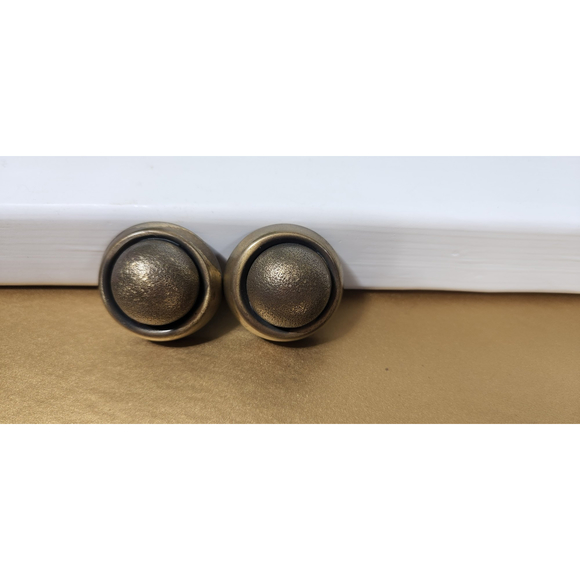 Vintage Bronze Tone Dome Earrings Clips Large 1980's Working Girl Style - Picture 6 of 9